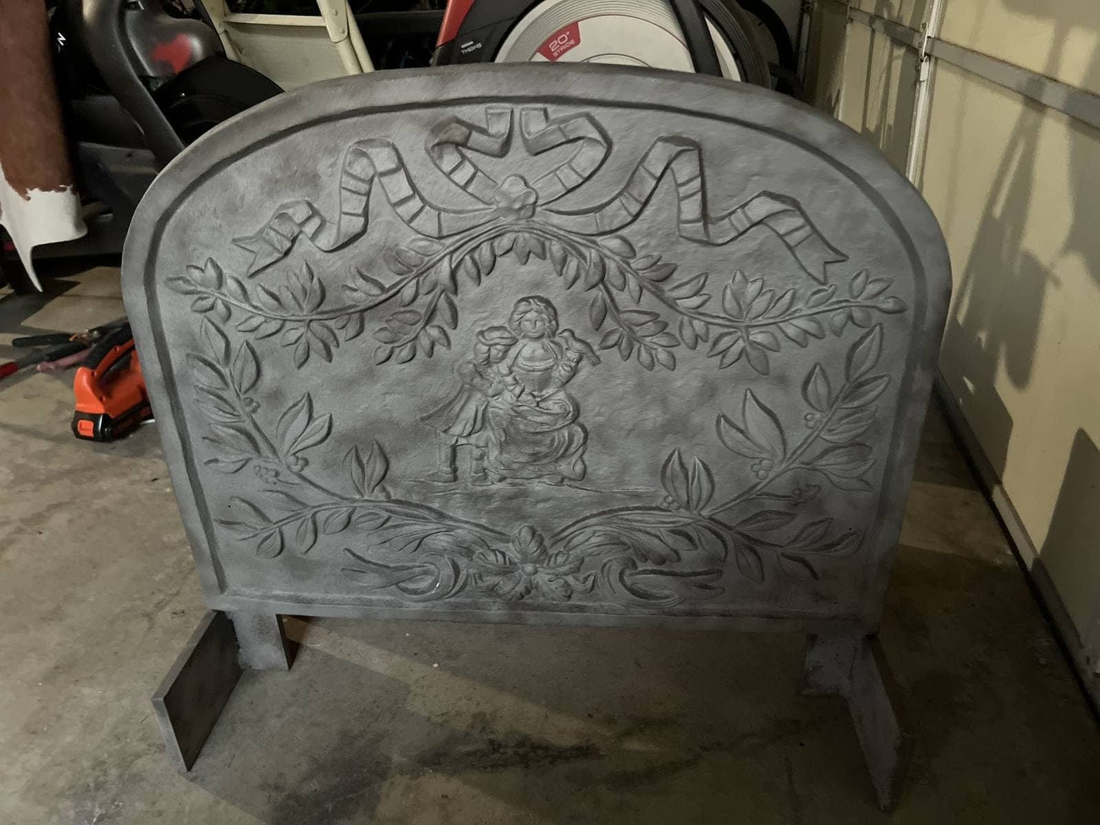Decorative metal plaque after precision sandblasting cleanup