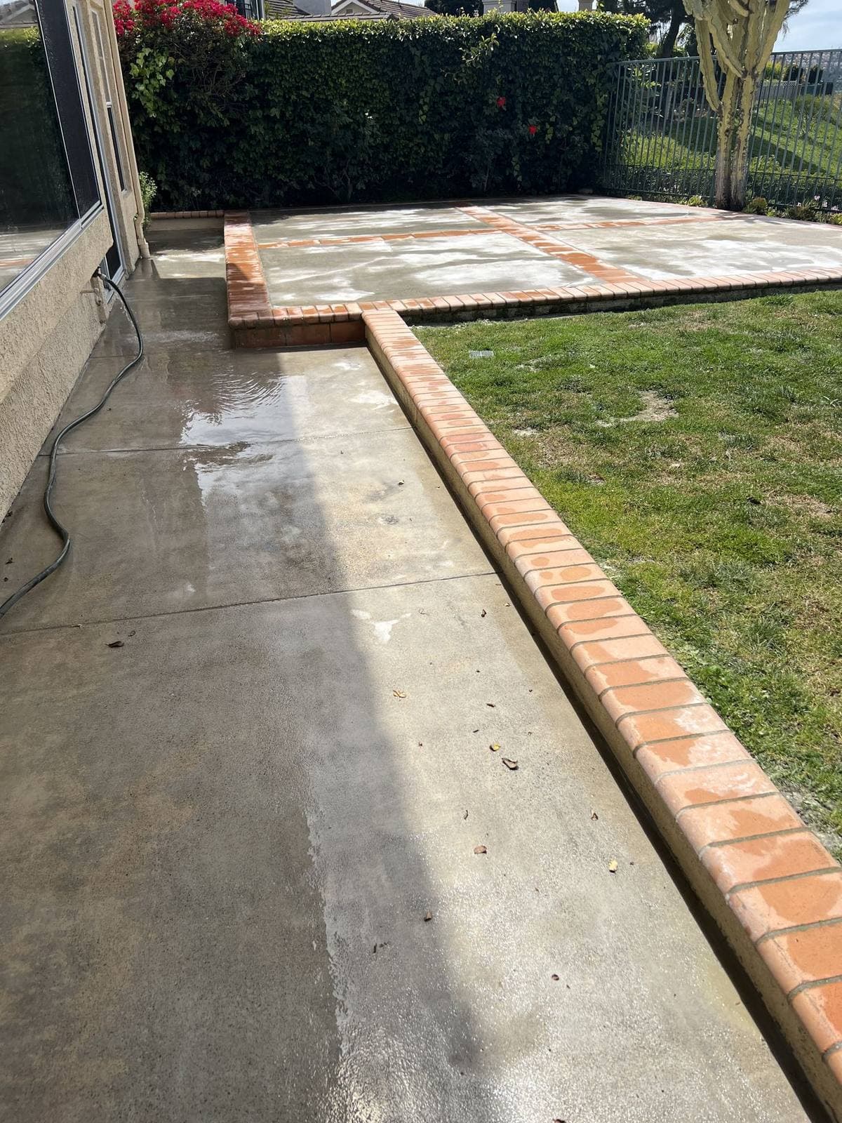 Residential front walkway after paint removal with dustless blasting