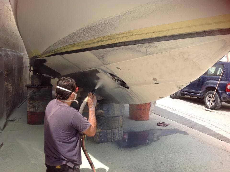 Fiberglass prep blasting