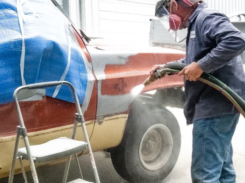 Automotive paint stripping
