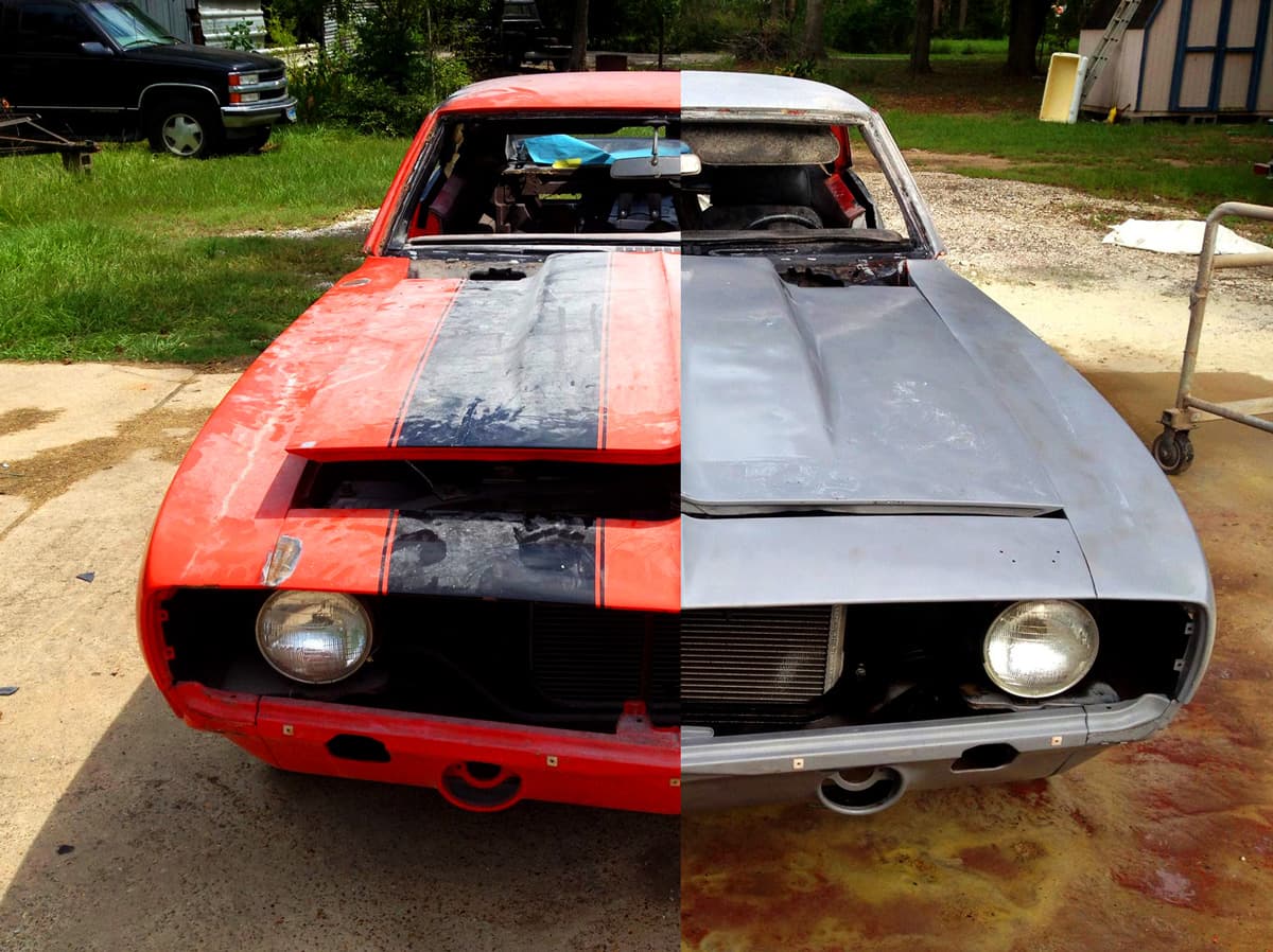 Car frame blasting