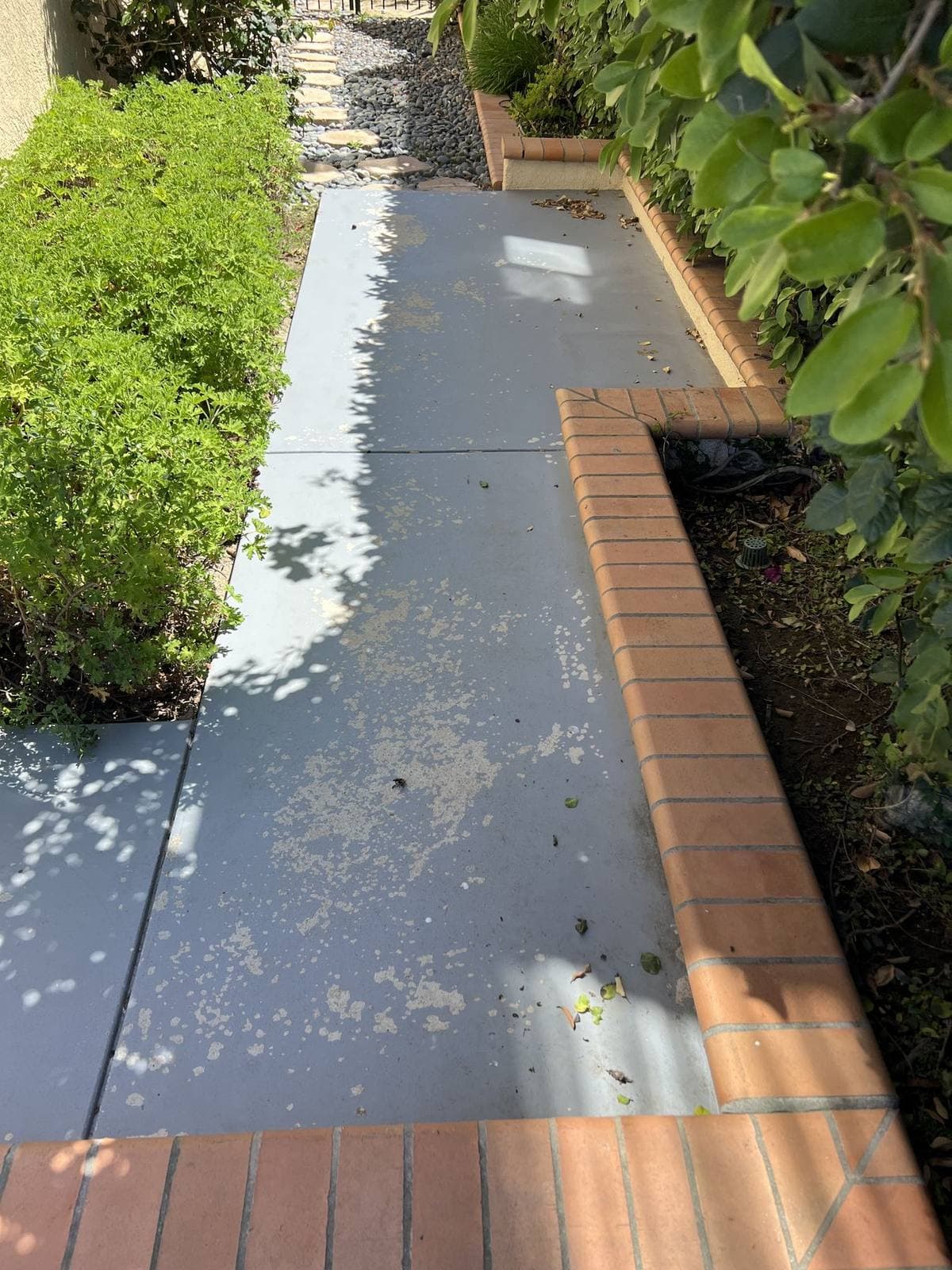 House side walkway before coating removal