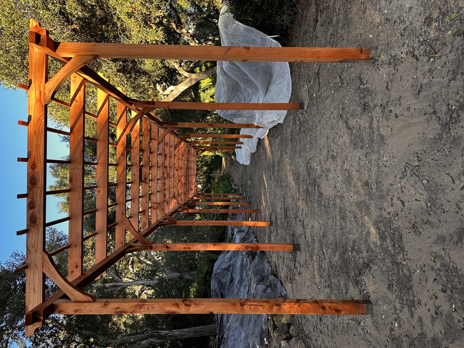 Wooden pergola restored by dustless blasting